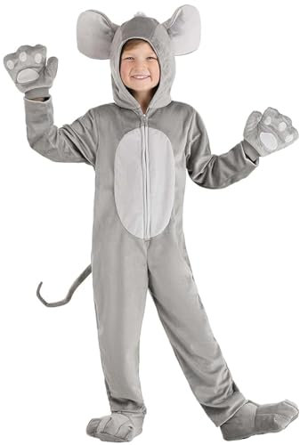 Koongso Unisex Kids Animal Mouse Costume Cute Mouse Hooded Jumpsuit Sleepwear for Boys Girls Halloween Christmas Party Novelty Onesie School Stage Dress Up