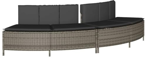 vidaXL Whirlpool-Bänke mit Auflagen 2 STK. Grau Poly Rattan | Stilvolle und minimalistische Optik für Ihren Außenbereich, mit weichen Rücken- und Sitzkissen