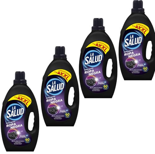 Pack de 4 LA SALUD Detergente Líquido para Ropa Negra 4L x4-240 Lavados | Protección del Color, Brillo Duradero y Cuidado Profundo para Prendas Oscuras | Ideal para Todo Tipo de Telas