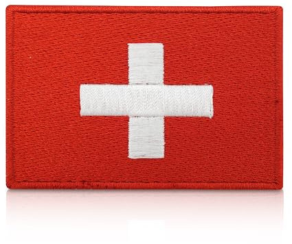 Finally Home Klett Patch - Schweiz Flagge | 7,6 x 5,0 cm | Schweizer Fahne Klettpatches, Suisse Klettpatch, Switzerland Flag Outdoor Backpacker Patches