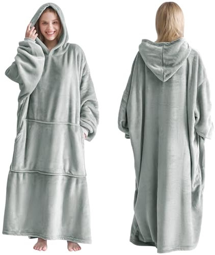 Good Nite Hoodie Decke mit Elastische Hülse Kuschelpullover, Oversize Hoodie Decken Pullover Kuschelpullover, Super weiche gemütliche warme komfortable Riesen-Hoodie, Decken Hoodie Geschenke, 130 cm L