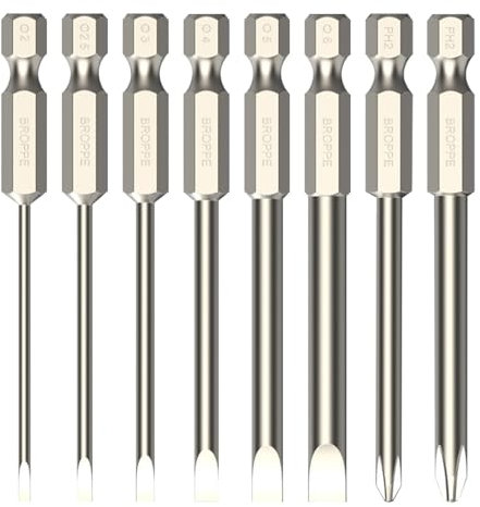 Rarapop Slotted Phillips Screwdriver Bit Set 8Pcs Flat Slotted and Phillips Cross Head 1/4 Inch Hex Shank 3 Inch/75 mm Length S2 Steel with Magnetic for Screwdriver Drill Impact Driver (8Pcs 75mm)