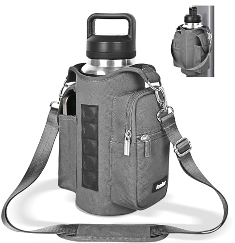 icolor Magnetic Gym Bag Water Bottle Carrier Holder with Phone Pockets & Shoulder Strap Gym Magnetic Bag 5 Built-in Magnets Gym Accessories Organizer Magnetic Bottle Pouch Diameter 3.9 for Men Women