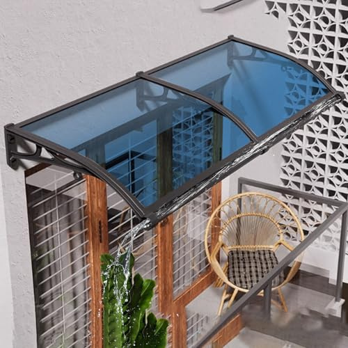 YNAYGDIUGD Auvent De Porte D'entrée Extérieure,Marquise De Porte Exterieur 100x200 CM,Auvent Porte D’Entrée En Polycarbonate, Protection Contre Pluie Et UV Avec Grande Gouttière,pour Terrasse Balcon P