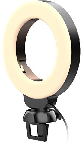 Mini 4 Inch LED Ring Light,Clamp/Holder On Laptop Video Conference Lighting,3 Lighting Modes,USB Powered Light for Online Education,Meetings,Zoom Calls,with Adjustable