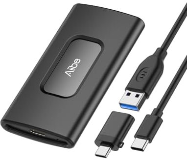 Aiibe 2TB External Solid State Drive USB C Portable SSD USB 3.2 Gen 2, Up to 1050MB/s, 2TB External SSD External Hard Drive for iPhone 15/Pro, Laptop, Mac and PS4 (Black)
