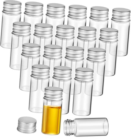 Hemobllo 20Pièces Bouteilles Verre Transparent Couvercle à Vis Mini Bouteilles Réutilisables pour Épices et Fournitures Artisanat