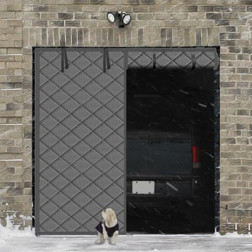 Garage Door Insulation Curtain for Winter 1 car 9 x 7 ft Magnetic Insulated Thermal Garage Screen Door Waterproof Thicken Cotton Cover Blanket Gray