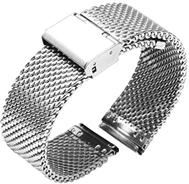 Run Ken 18mm 20mm 22mm 24mm Universal Milanese Watchband Schnellspanner Uhr Band Mesh Edelstahlband Armband Armband Schwarz(Silver,20mm)