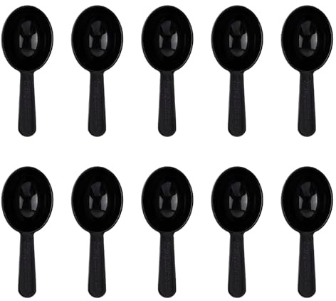 Juego de 10 cucharas medidoras – Cucharas dosificadoras de plástico reutilizable de 7 g, ideal para café, té, energía santa, proteína en polvo, detergente, leche en polvo, color negro