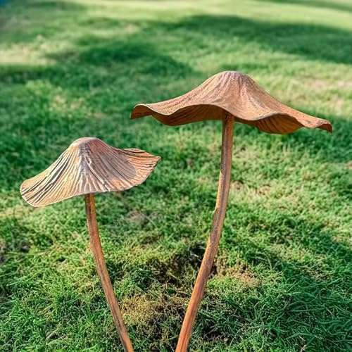 Gartenstecker Rost Pilze Deko Weihnachten Weihnachtsstecker Weihnachtsdeko Outdoor Metallstern Pilz Gartendeko für Draußen Roststecker Weihnachtsdeko Aussen Garten Deko Advent Winterdeko (2 Stück)