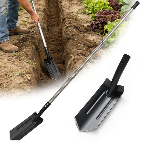 Trench Shovel for Digging,70 Inch Long Handle Adjustable Garden Tool for Transplanting,Camping,Heavy Duty Metal Shovel for Gardening, Landscaping, Trenching Drainage Construction.