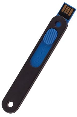 FiLEREX Business-USB Speicher Classix© zum Abheften im Ordner – für Industrie, Gewerbe & Behörden (Schwarzes Gehäuse | Blauer Schieber, 16.0, GB)