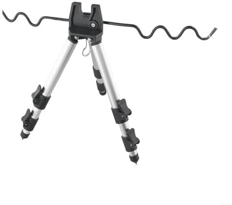 Treppiede pieghevole in alluminio per canna da pesca con design telescopico e robusta struttura in lega per canne multiple (argento)