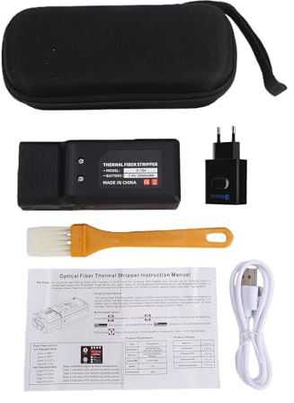 Fafeicy Pelacables Térmicos de Fibra óptica Tipo Abrazadera Recargable S-10+, Alicates Pelacables Calentados de 2000 MAh para Cables de Cinta y Fibra Desnuda de 1 a 48 Núcleos par (Enchufe de la UE)