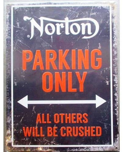 hotrodspirit - plaque moto norton parking only noire tole deco affiche métal pub garage 40cm