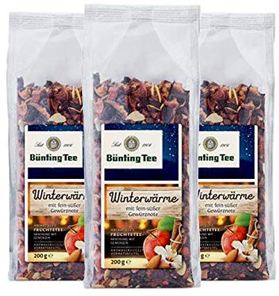 Bünting Tee Winterwärme 3er Pack – loser Früchtetee und Wintertee – 3 x 200g