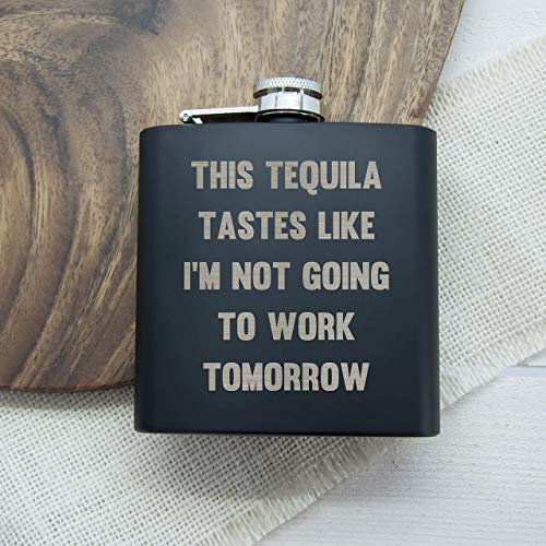 This Tequila Tastes Like... Engraved Black Hip Flask - Hip Flasks/Gifts For Dad/Engraved Birthday Gifts For Men/Engraved Hip Flask For Men