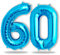 FUNXGO Folien-Ballon 60, Helium-Ballon, Luftballon-Zahl, nachfüllbare Riesen-Ballonzahl, Party-Deko zum 60. Geburtstag, Jubiläum, Hochzeit, blau