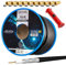 HB-DIGITAL SET 50m Koaxial SAT Kabel 135db Schwarz + 10x F-Stecker vergoldet + 1x Abisolierer | CCS Stahl Kupfer Satellit Antennenkabel 5-Fach geschirmt für DVB-S/S2 -C/C2 -T/T2 DAB+ Radio Anlagen