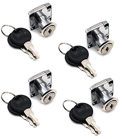 Set of 4 NUZAMAS Cupboard & Drawer Locks with 2 Keys, Furniture Lock Cylinder, Zinc Alloy Cam Lock for Door Cabinet Cupboard Drawer Mailbox (22mm)