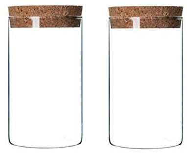 2 Stück 300ml/10oz Kanister aus klarem Glas Frischhaltedose mit Korkverschluss Luftdichter Lebensmittelbehälter für die Küche für Kaffeebohnen losen Tee kekse Trockenfrüchte Nüsse Süßigkeitenglas
