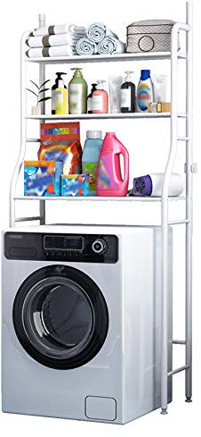UDEAR Mensole da bagno sopra la mensola della lavatrice ripiano salvaspazio organizer bagno ripiano spazio in piedi 3 livelli, bianco