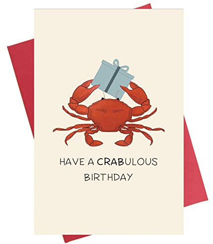 Kirynurd Lustige Geburtstagskarte, Krabben-Geburtstagskarte für Onkel, Tante, Ihn, sie, Wortspiel Tier-Bday-Karte, Have a Crabulous Birthday