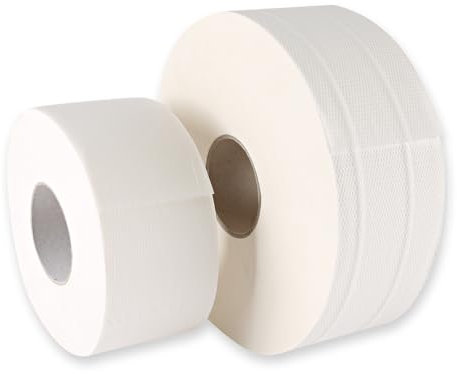 HygoClean Toilettenpapier Jumbo, 2-lagig, Klopapier 12 Rollen à 1000 Abrisse, hochweißes WC-Papier aus Zellulose, reißfeste und geprägte Oberfläche, Großpackung für stark frequentierte Sanitärräume