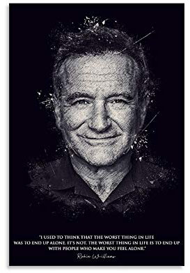 YANDING Robin Williams Poster, berühmter amerikanischer Schauspieler und Sprachschauspieler, Poster, dekoratives Gemälde, Leinwand, Wandkunst, Wohnzimmer, Poster, Schlafzimmer, Gemälde, 50 x 75 cm
