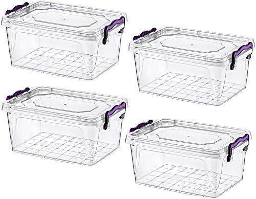 Food Storage Box with Lid Handle Clip Lock Plastic Clear Food Container Plastic (3 Liters)