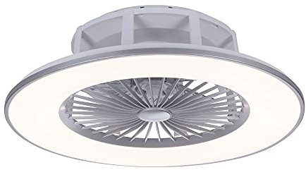 SellTec LED Deckenleuchte, Deckenventilator Lampe, silber weiß, dimmbar über Fernbedienung, CCT 2700-5000k, warmweiß - kaltweiss, rund
