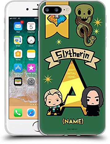 Head Case Designs Officially Licensed Custom Customised Personalised Harry Potter Name Slytherin Deathly Hallows L Gel Case [Military Grade] Compatible With Apple iPhone 7 Plus/iPhone 8 Plus