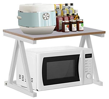 Ejoyous Estante para microondas Soporte de tubo cuadrado de 2 capas para horno, horno de microondas, estantes de cocina, organizador para almacenamiento de placas eléctricas, tazas, hervidor de agua