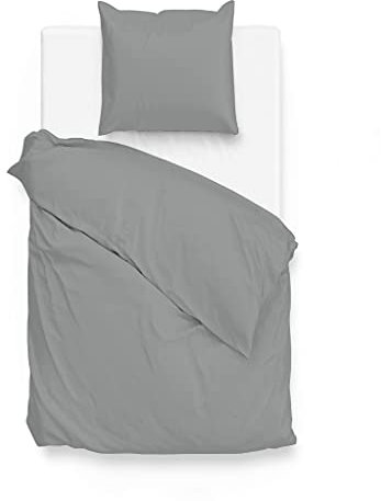 ZO! HOME Bettwäsche Satinado 1 Bettwäsche 155x220cm + 1 Kopfkissen 80x80cm 100% Baumwolle Mako-Satin Iron Grey