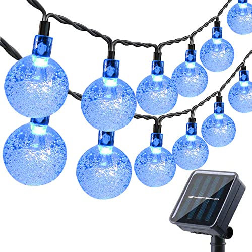 Solar Garden Lights Outdoor, 36ft 60 LED Solar String Lights Waterproof, Solar Powered Crystal Ball Indoor/Outdoor Fairy Lights Decorative for Garden, Patio, Yard, Festival, Parties (Blue)