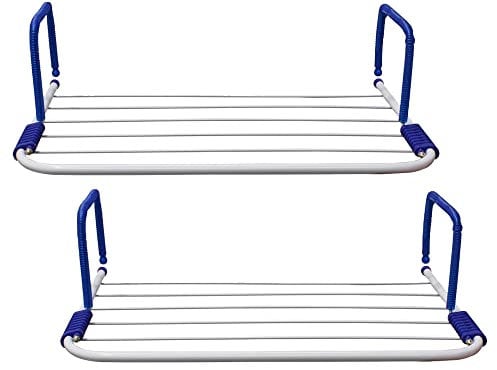 (Pack of 2) Radiator Airer Towel Clothes Folding 3M Airer Dryer Drying Rack 5 Rail Bar Holder Adjustable Portable Dryer Holder Wall Clothes Airer For Indoor Sills Railings Laundry Airer