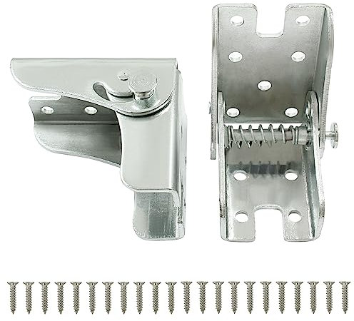 Suiwotin Lot de 2 supports de charnière pliables - Charnières autobloquantes - Support de table pliable à 90 degrés - Raccords de pieds robustes pour table pliante, établi, pieds de lit (plaqué zinc)