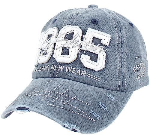 Alsino Unisex Baseball Cap BlackRebel im Retro Vintage Used-Look Größenverstellbar aus 100% Baumwolle, Motiv wählen:Cap-299 Jeans blau