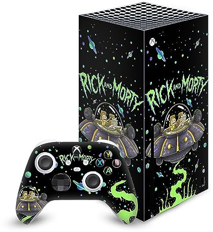 Head Case Designs Offizielle Rick and Morty Der Space Cruiser Grafiken Vinyl Haut Gaming Aufkleber Abziehbild Abdeckung kompatibel mit Xbox Series X Console and Controller Bundle