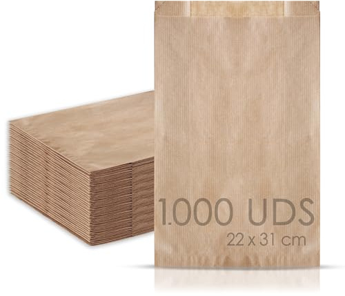 MAMAPAS 1.000 sacs kraft 22x31 pour communion, sandwich, boulangerie et cadeaux de Noël