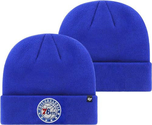 '47 NBA Unisex-Erwachsene Primary Logo Cuffed Knit Primary Logo Team Color Beanie Hat Cold Weather Hut, One Size, Philadelphia 76ers Blau, Einheitsgr��e