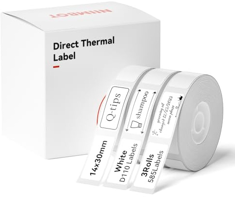 NIIMBOT 3 Rolls Label Maker Tape Thermal Paper 14×30mm Printer Sticker Labeling Tape with Self-Adhesive for D11/D110/D101 Label Maker