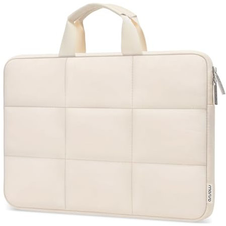 MOSISO Puffy Laptop Hülle 13-14 Zoll, Kompatibel mit MacBook Air 13 Zoll M2 M1, Kompatibel mit MacBook Pro 13/14 Zoll, Rechteckige Gesteppte Tragetasche Laptop Hülle für Frauen mit Griff, Sand