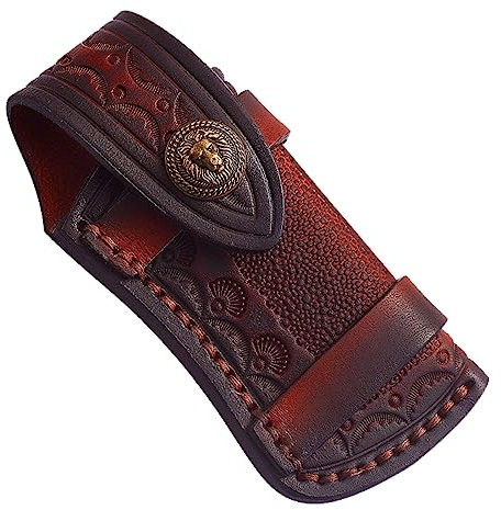 Aicharynic Étui à couteau, pour ceinture, étui en cuir pour couteau de 9 à 11,5 cm, étui pour couteau de poche, fourreau fait main, cadeau pour couteau pliant (sans couteau), marron, Sac fourre-tout