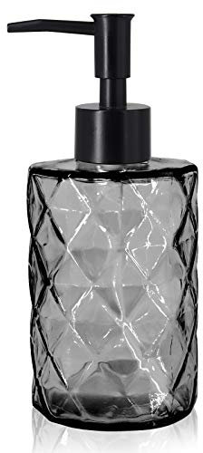 Yiter Glass Soap Dispenser, 330 ml Soap Dispenser with Plastic Pump for Bathroom, Kitchen, Refillable Hand Soap Dispenser for Lotion, Detergent, Essential Oil(1pc/Black)