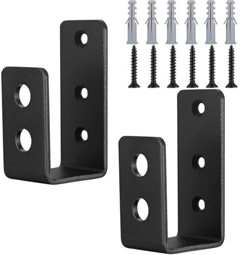 Door Barricade Brackets,Door Barricade Clamps U Brackets,U Shaped Bar Security Door Locks,for Home Barn Shed Garage Gate Reinforcement,Fits 2 x 4 Lumber,with Screws (2 Pcs)