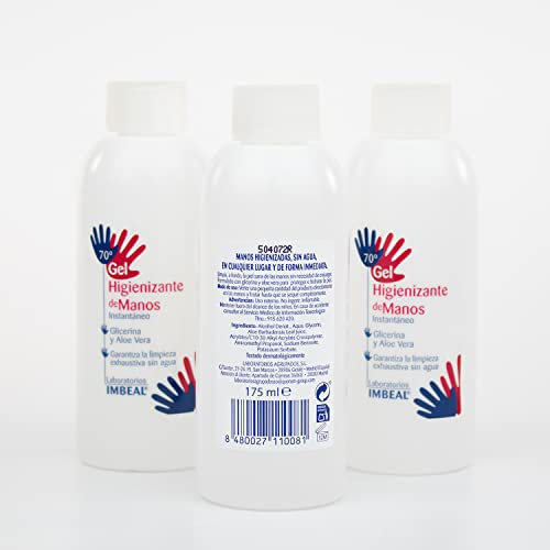 PROMO SHOP - Gel Hidroalcoholico de Manos, Pack de 3uds x 175ml, Desinfectante Manos de Bolsillo, Ideal para Viajes, Gel de manos, Hand Sanitizer, Desinfección Total