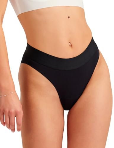 ooia Slip Seamless Cheeky | Perioden Unterwäsche für Mittlere Blutung (Größe 32-54) | Menstruationsunterwäsche | Ersetzt bis zu 3 Tampons (DE/NL/SE/PL, Numerisch, 32, 34, Regular, Regular, Schwarz)