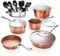 Gotham Steel Set di pentole in ceramica martellata, 15 pezzi, antiaderenti, in rame profondo, antiaderenti, con pentole a induzione, utensili da cucina e vapore, non tossici senza PFOA PFOS, lavabili